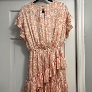 AQUA Paisley Ruffled Mini Dress (Size L)